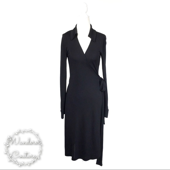 Diane Von Furstenberg Dresses & Skirts - DVF Jeanne Black Stretch Knit Wrap Dress